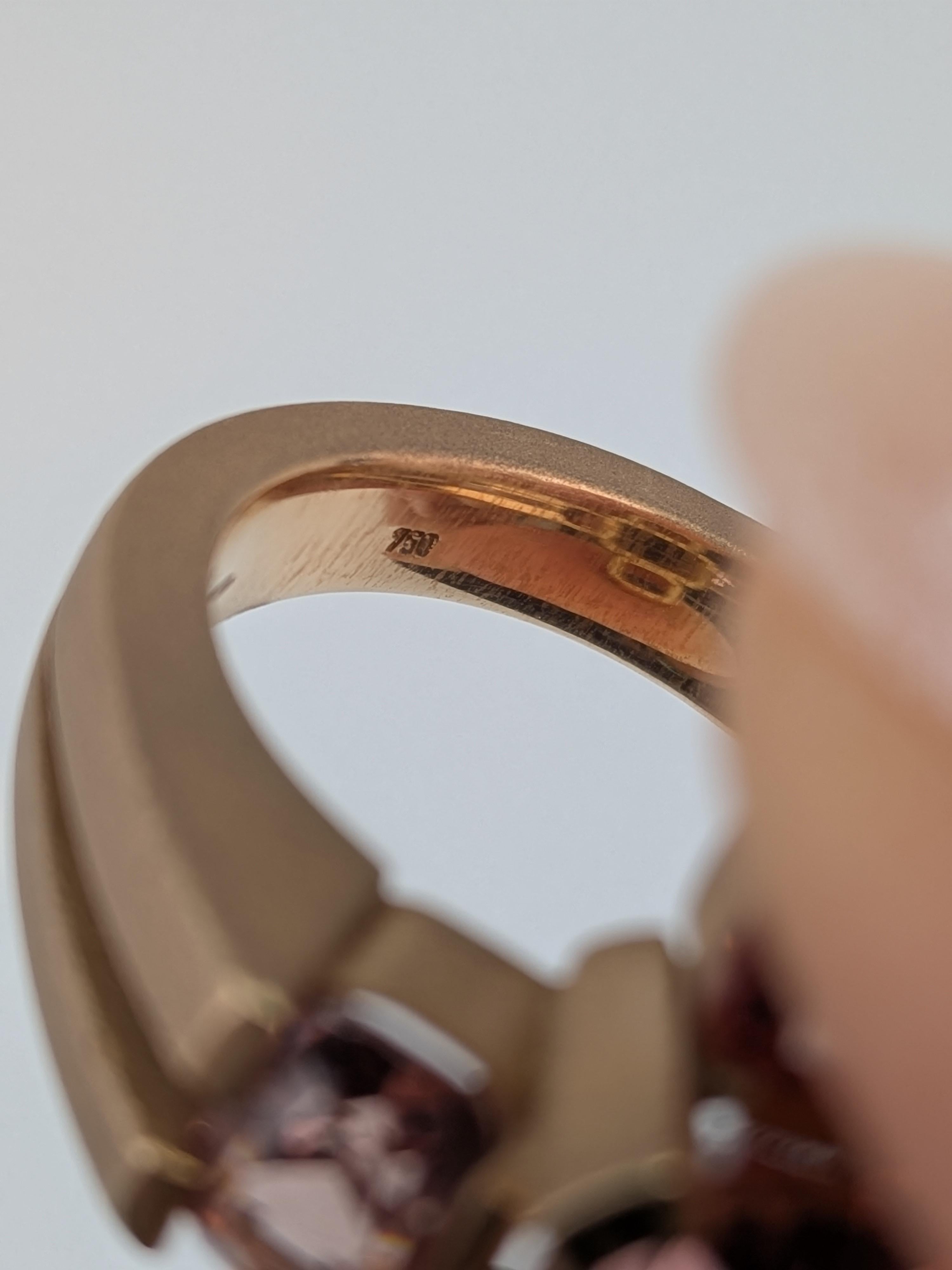 Anello MXHM in oro rosa 18k 750 con tormalina color pesca e granati Malaya in vendita 10