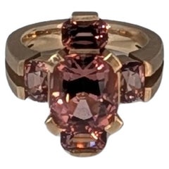 MXHM 18k 750 Rose Gold Ring with Peach Tourmaline and Malaya Garnets