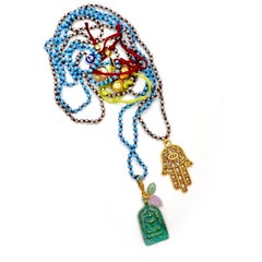 My blue and green beaded yoga necklace