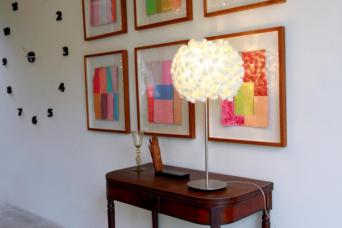 Organic Modern My Chrysalis by Ango, Unique Handcrafted Silk Cocoon Table Lamp For Sale