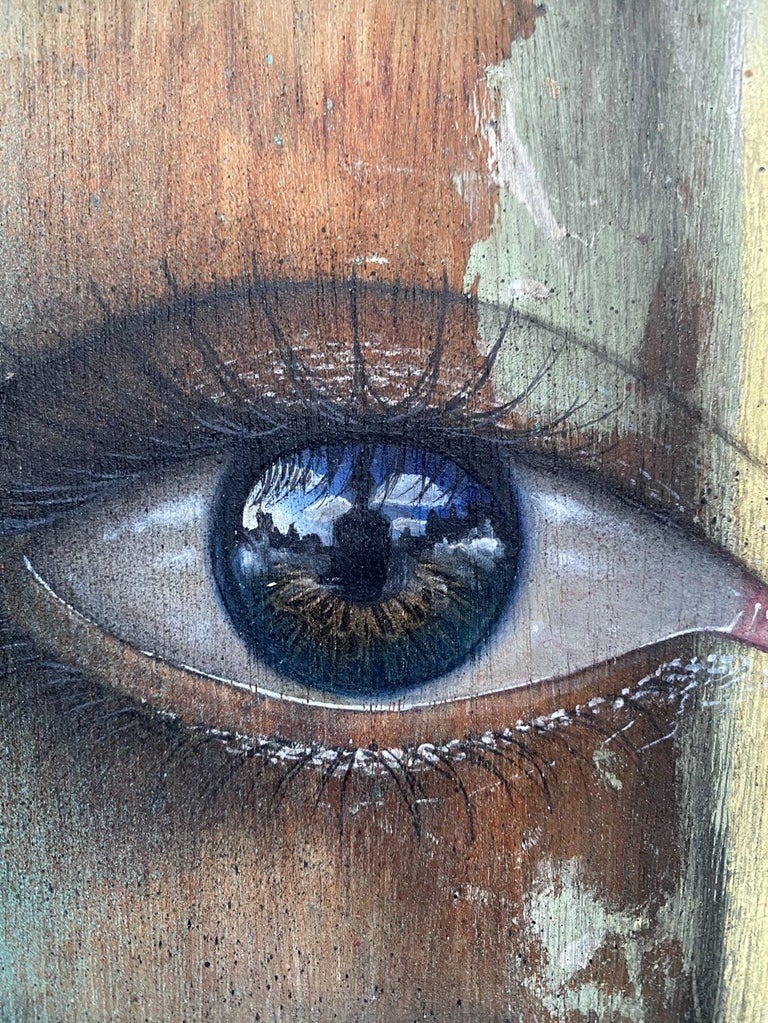 My Dog Sighs''s style is characterised by the combination of melancholic and often naive portraiture with the use of found materials including abandoned food cans.

