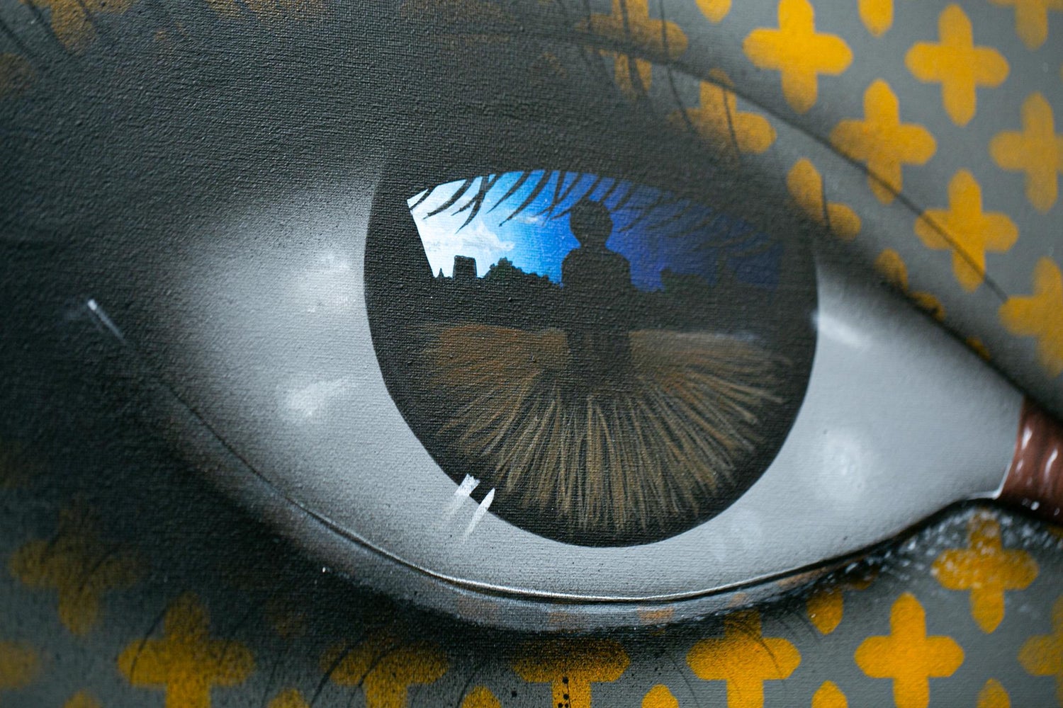 My Dog Sighs - "Digital Fields (Orange)", Eye, Acrylic Painting, Spray Paint,  Figurative For Sale at 1stDibs
