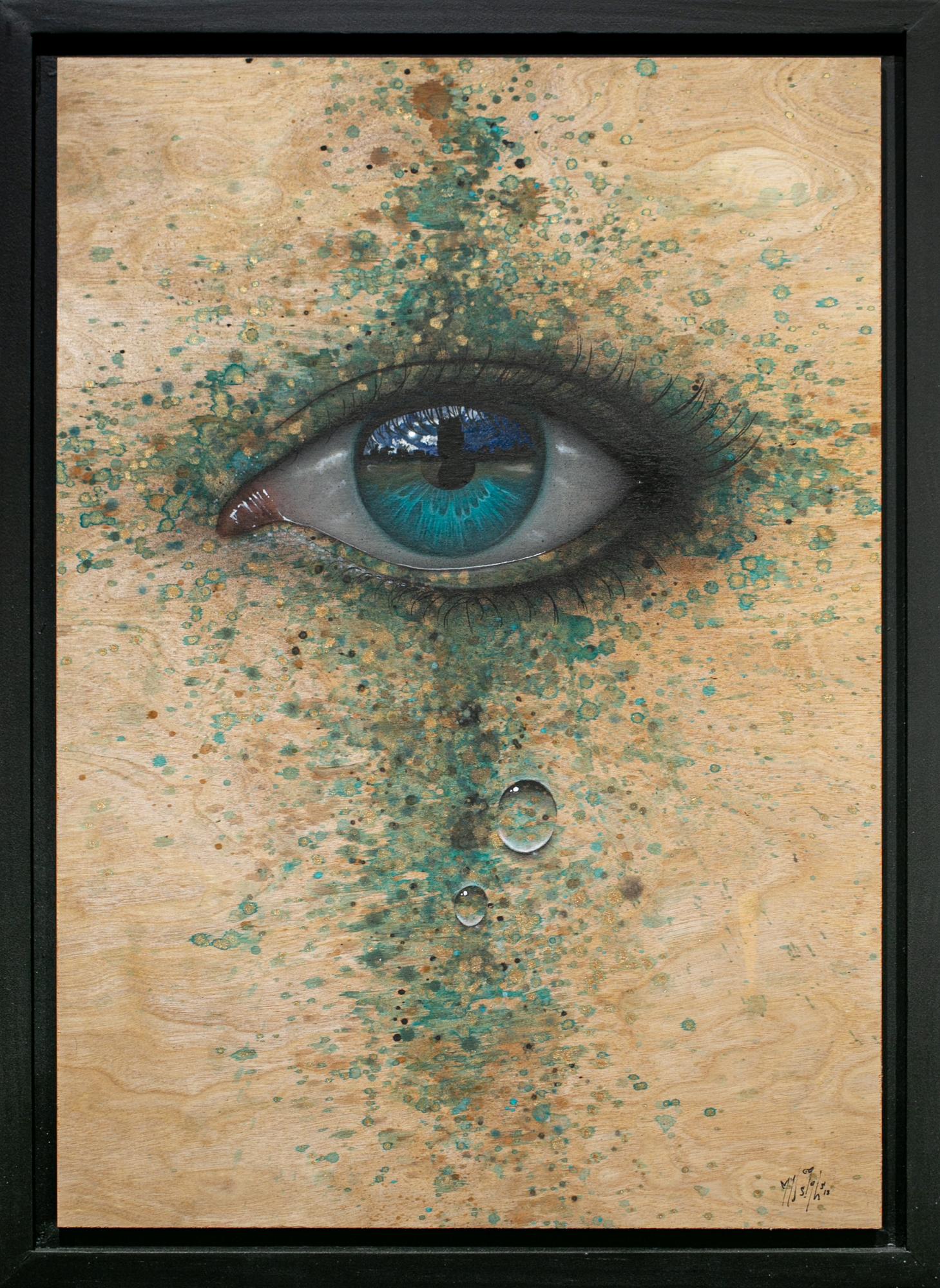 "So, this is it", Eye Painting, Realistic, Realism, Acrylic, Spray Paint on Wood