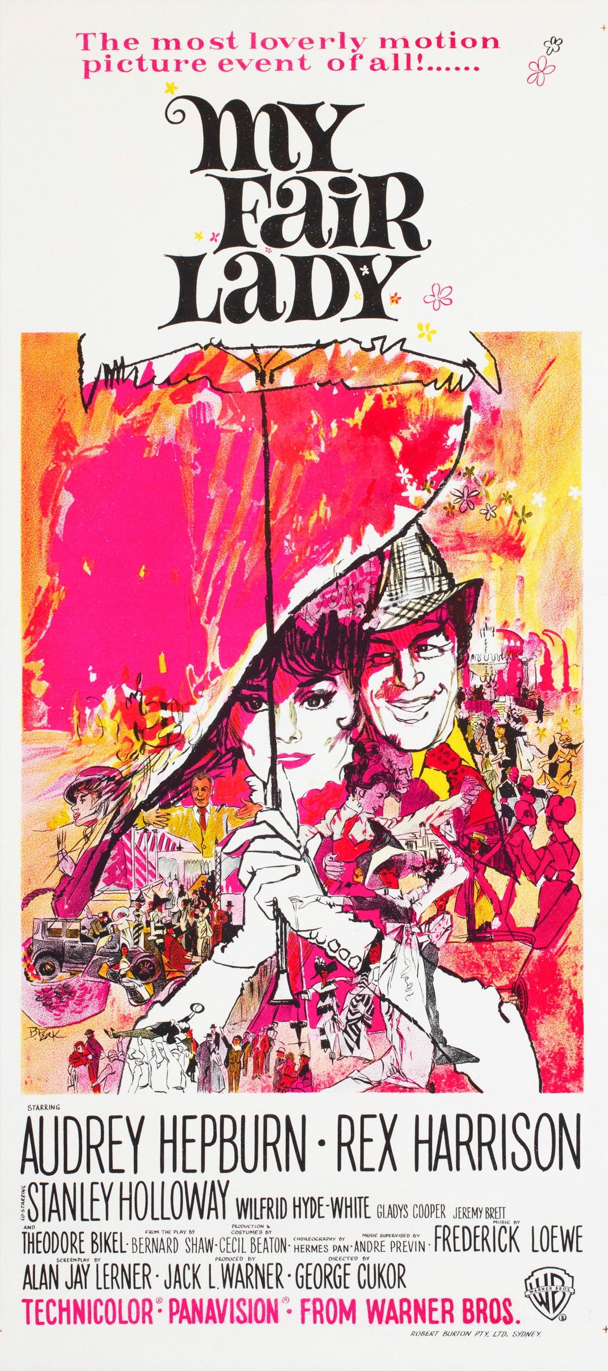 My Fair Lady 1964 Australian Daybill Film Poster, Bob Peak For Sale