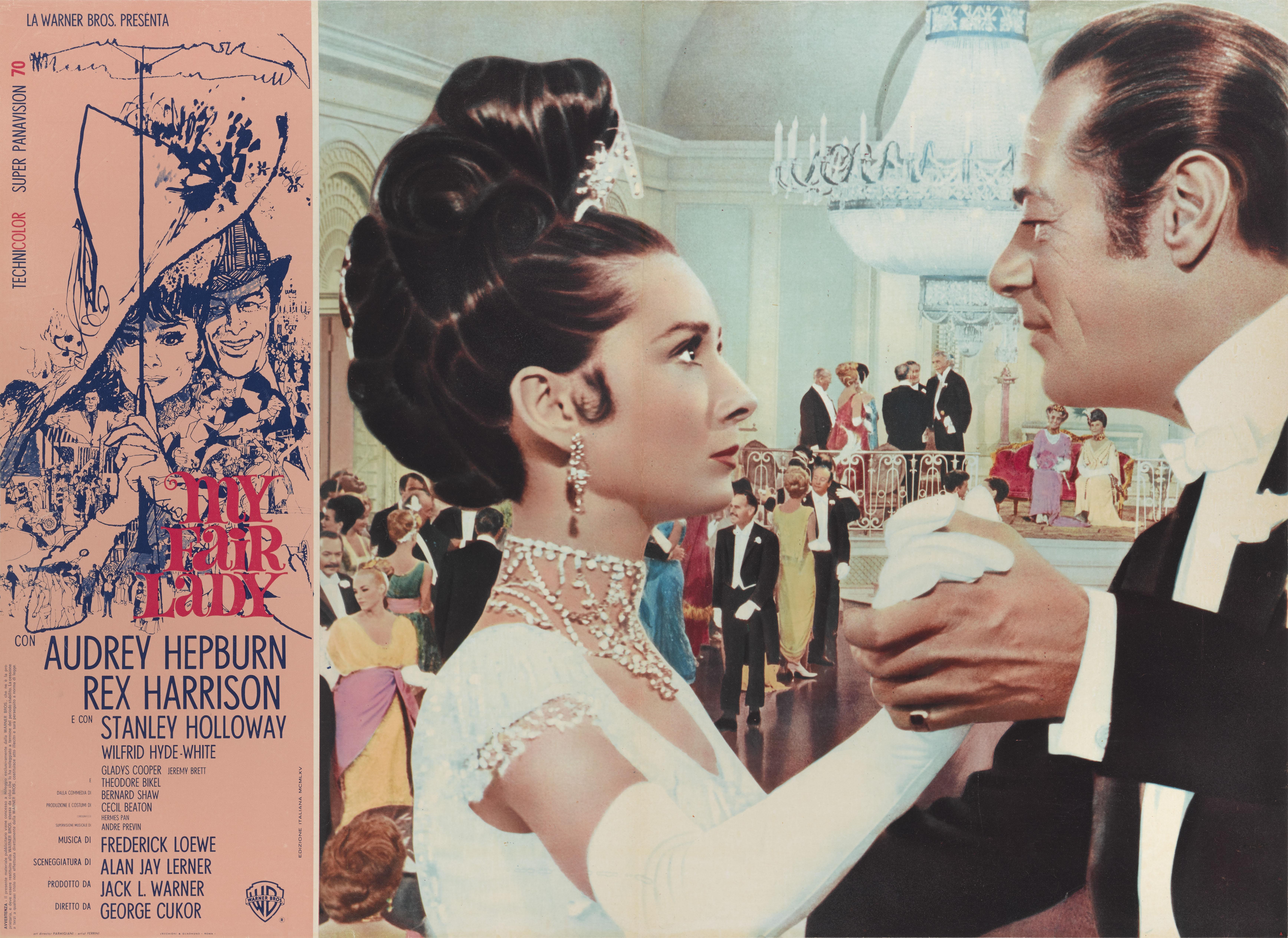 Original Italian film poster for Audrey Hepburn and Rex Harrison's Classic 1964 musical. The film was directed by George Cukor.
This poster is conservation linen backed and it would be shipped rolled in a very strong tube by Federal Express.