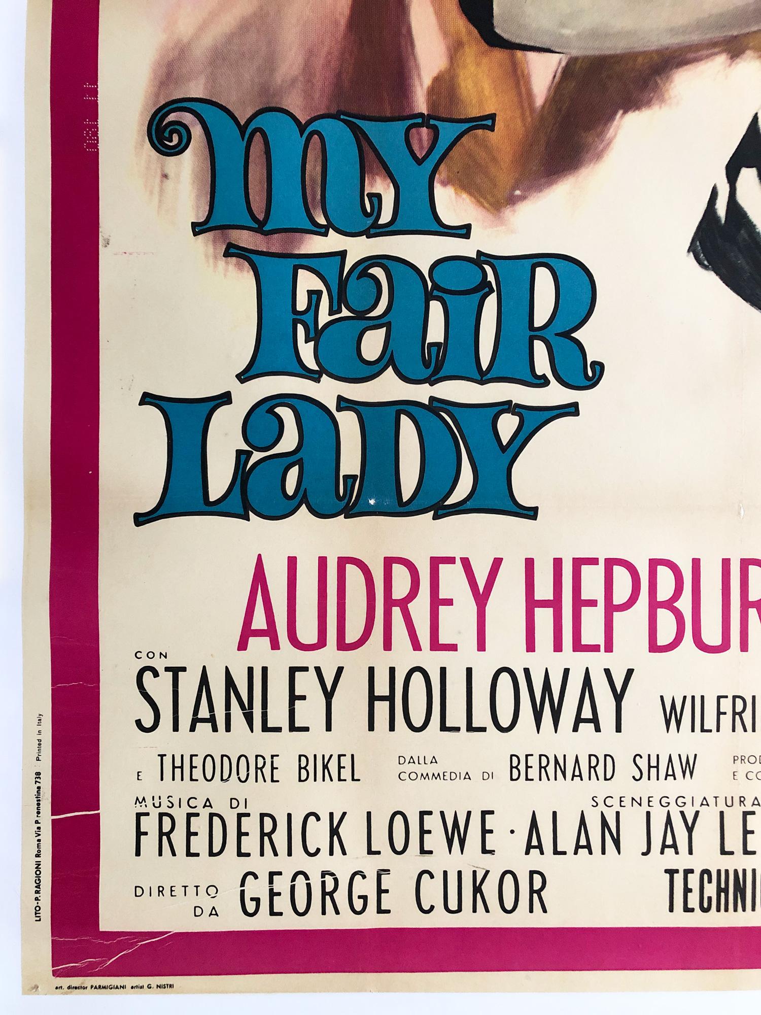 My Fair Lady Original italienischer Film Filmplakat:: 1964:: 2 FOGLIO:: Leinen hinterlegt im Zustand „Gut“ in Bath, Somerset