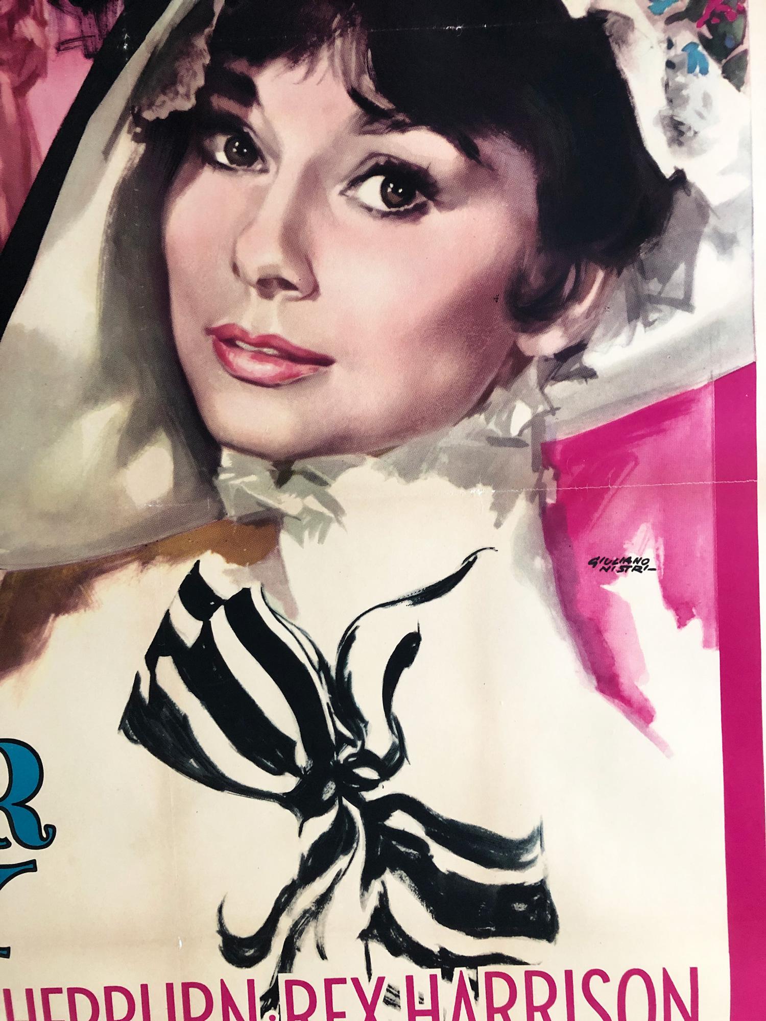 My Fair Lady Original Italian Film Movie Poster, 1964, 2 FOGLIO, Linen Backed In Good Condition In Bath, Somerset