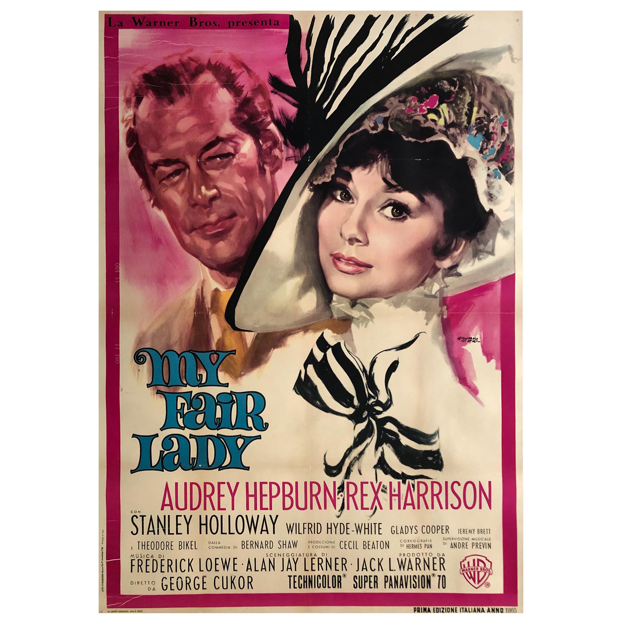 My Fair Lady Original Italian Film Movie Poster, 1964, 2 FOGLIO, Linen Backed
