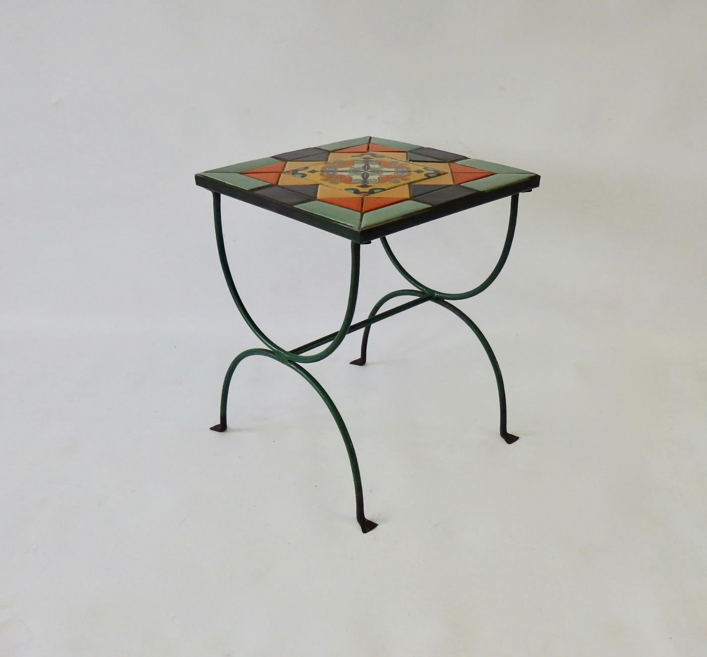 Spanish Colonial My Favourite California Tile Table in Wrought Iron Base