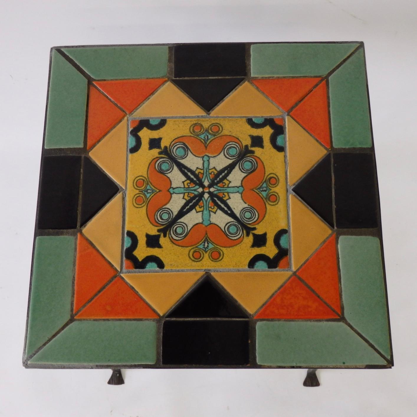 My Favourite California Tile Table in Wrought Iron Base In Good Condition In Ferndale, MI