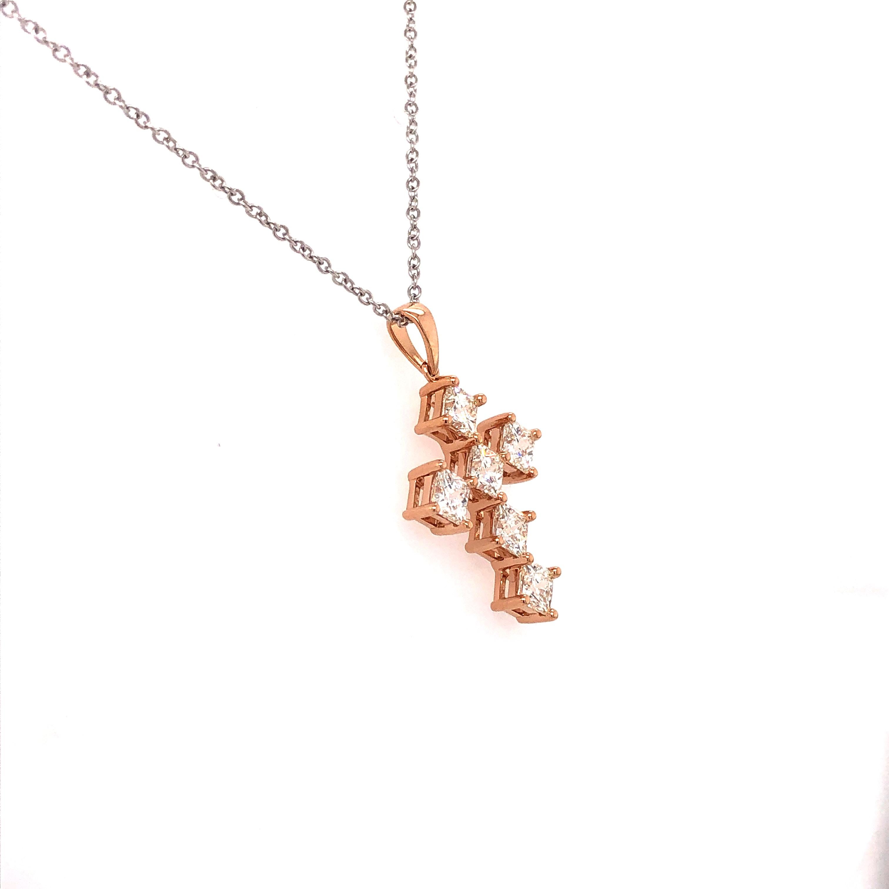 Contemporary My Girl Diagonal Cross Pendant in 18 Karat Rose Gold Set with Diamonds For Sale