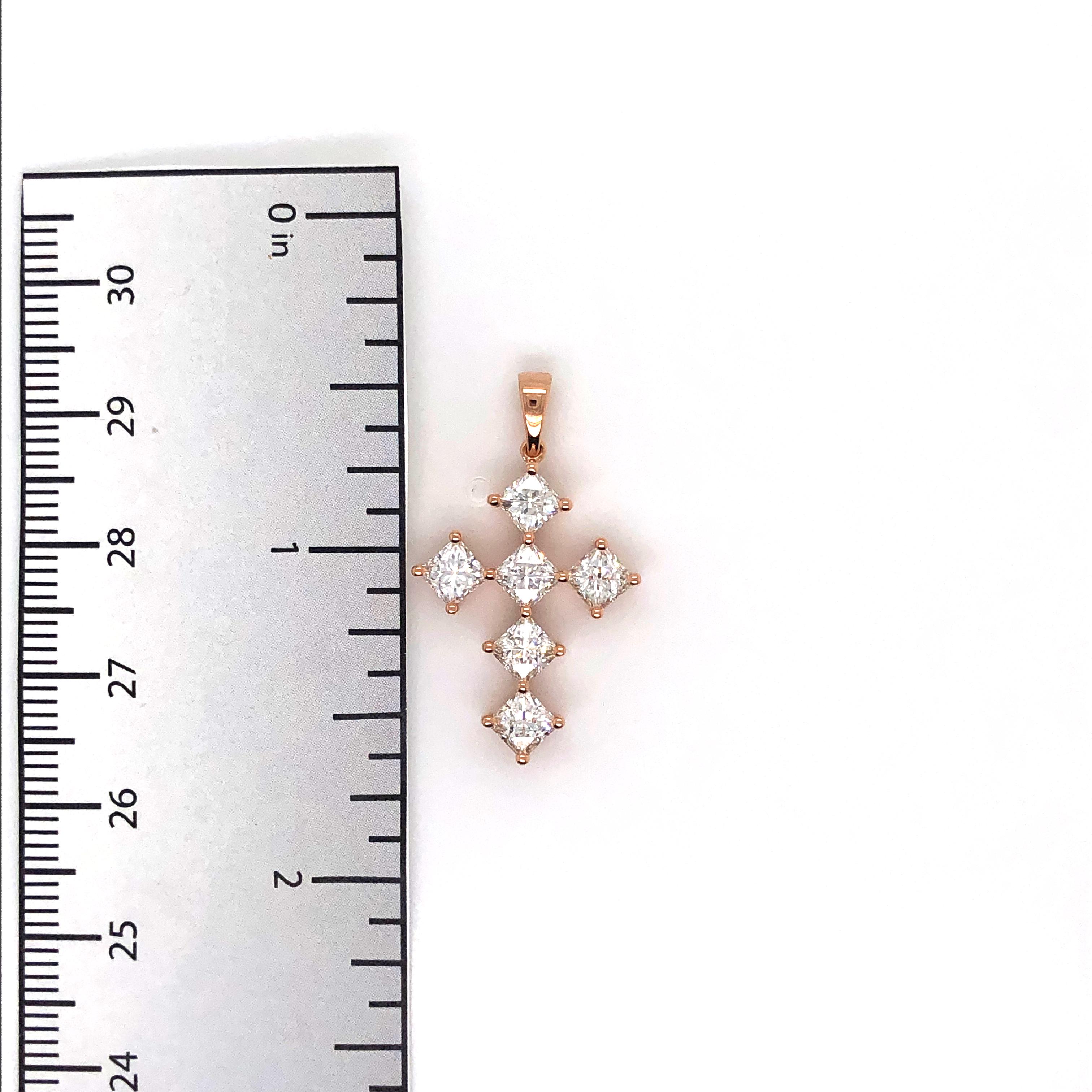 My Girl Diagonal Cross Pendant in 18 Karat Rose Gold Set with Diamonds In New Condition For Sale In New York, NY