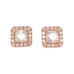 My Girl Halo Earrings in 18 Karat Rose Gold Set with Diamonds