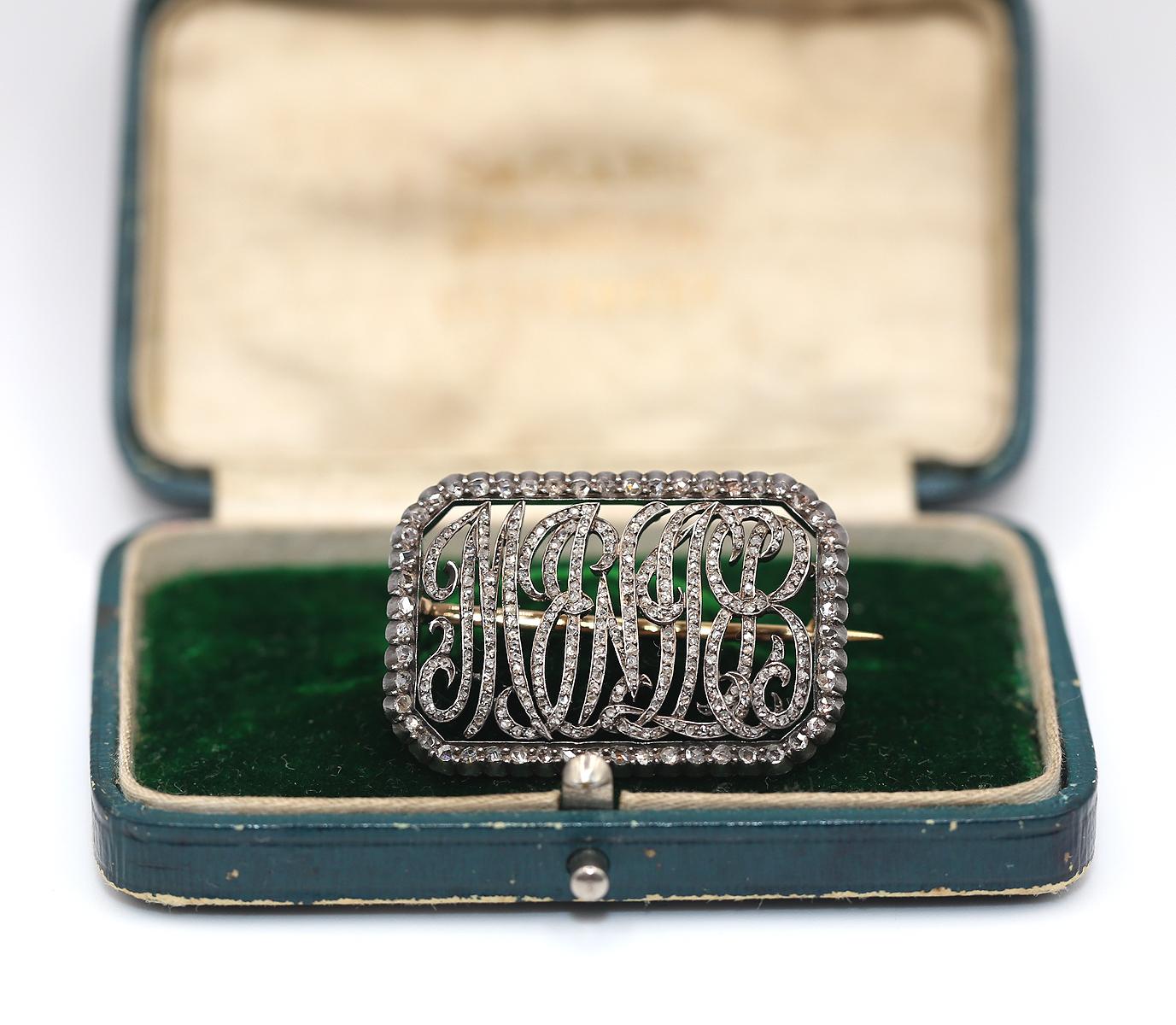 Victorian My Love Meine Liebe Diamonds Brooch Boxed Collectible Romantic, 1880
