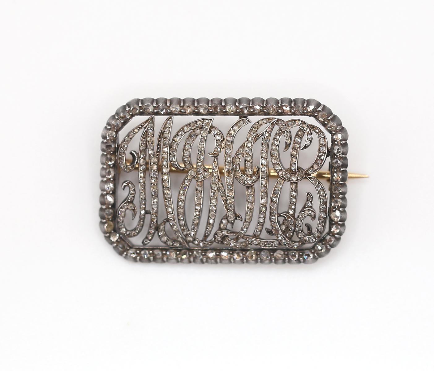 Women's or Men's My Love Meine Liebe Diamonds Brooch Boxed Collectible Romantic, 1880
