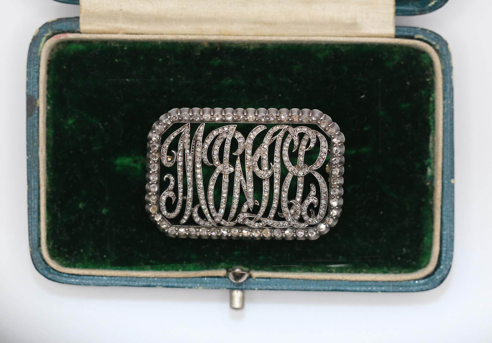 My Love Meine Liebe Diamonds Brooch Boxed Collectible Romantic, 1880 1