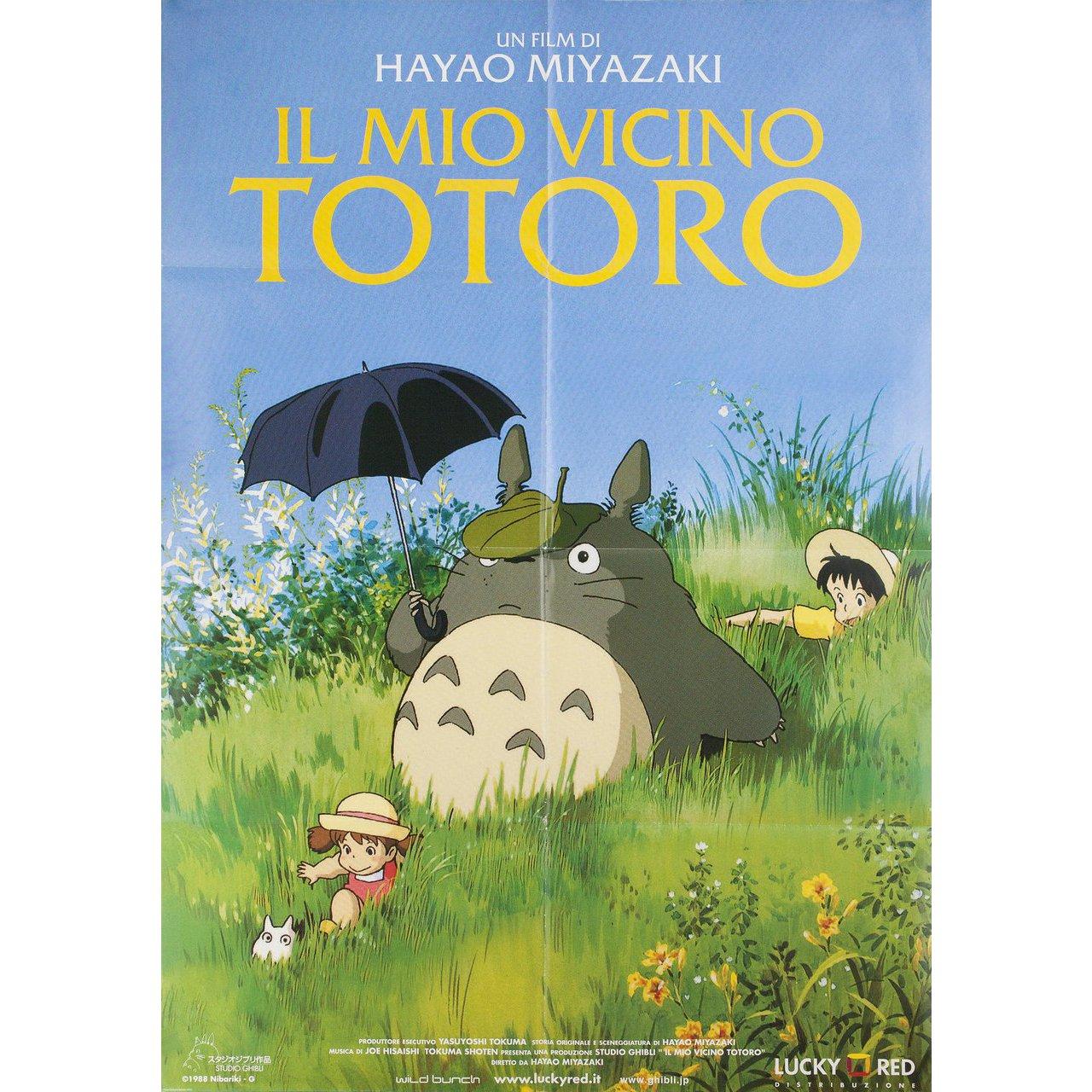Original 2009 Italian due fogli poster for the first Italian theatrical release of the 1988 film My Neighbor Totoro (Tonari no Totoro) directed by Hayao Miyazaki with Toshiyuki Amagasa / Paul Butcher / Pat Carroll / Cheryl Chase. Very Good-Fine
