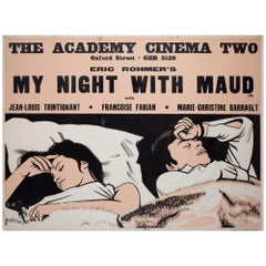 "My Night with Maud", 1971 Academy Cinema London UK Quad Film Poster, Strausfeld