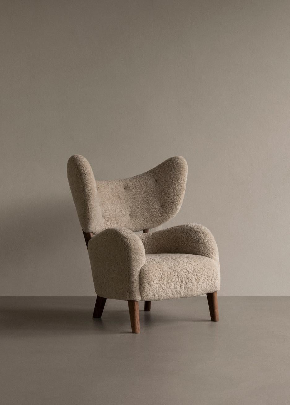 Cuir de mouton Chaise longue My Own Chair - Peau de mouton clair de lune/noyer par Flemming Lassen pour Audo en vente