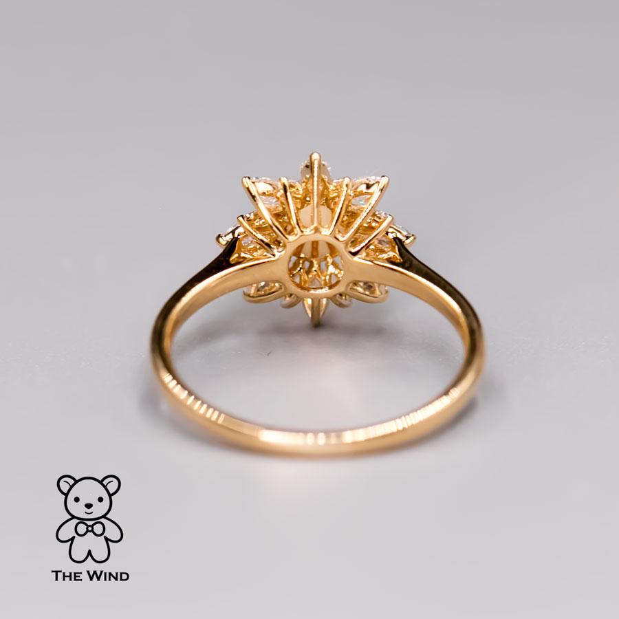 Arts and Crafts My Shining Star - Bague de fiançailles jaune 18 carats avec opale de feu et diamant marquise de 0,62 carat  en vente