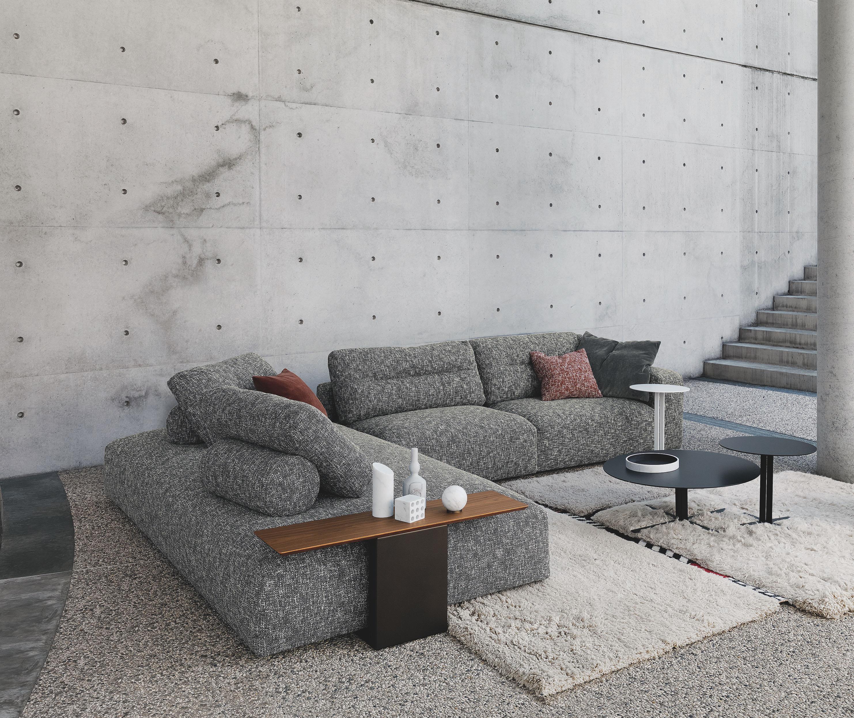 My Taos Sectional Sofa in Grey Seventy Upholstery with Wheels by Sergio Bicego For Sale 3