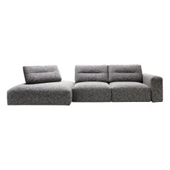 Sofá seccional My Taos en tapicería gris setenta con ruedas by Sergio Bicego