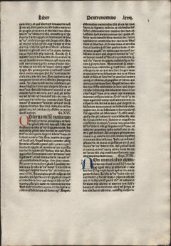 "My Words" Deuteronomy 15-18, 1479 Large Latin Bible Leaf Medieval Incunabula