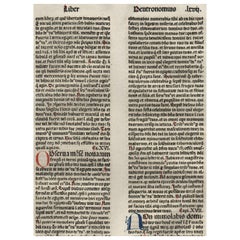 "My Words" Deuteronomy 15-18, 1479 Large Latin Bible Leaf Medieval Incunabula