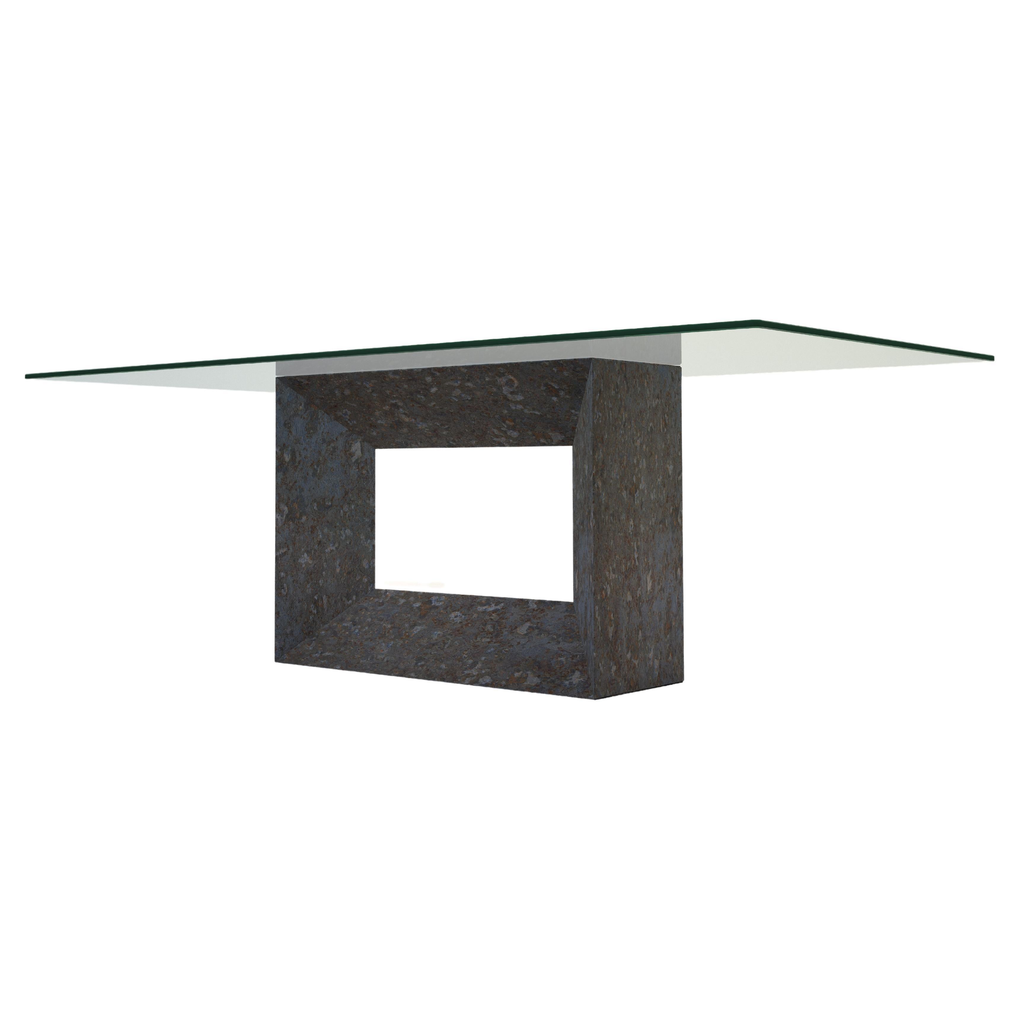 Mya Dining Table Oxide Slate & Crystal, Marble Design by Joaquín Moll in Stock For Sale