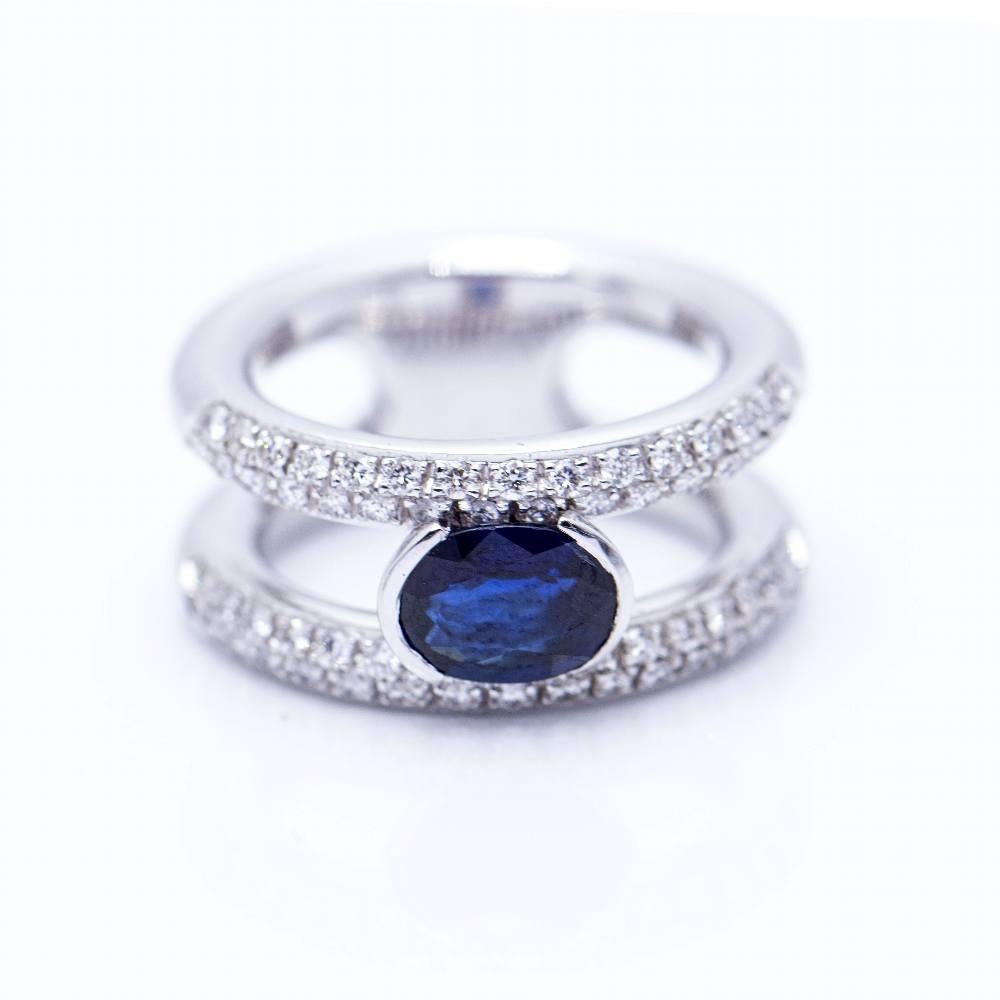 Bague MYANMAR en diamant et saphir. Neuf - En vente à Barcelona, CT
