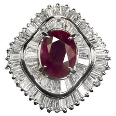 Myanmar Ruby and Diamond Platinum Cocktail Ballerina Ring