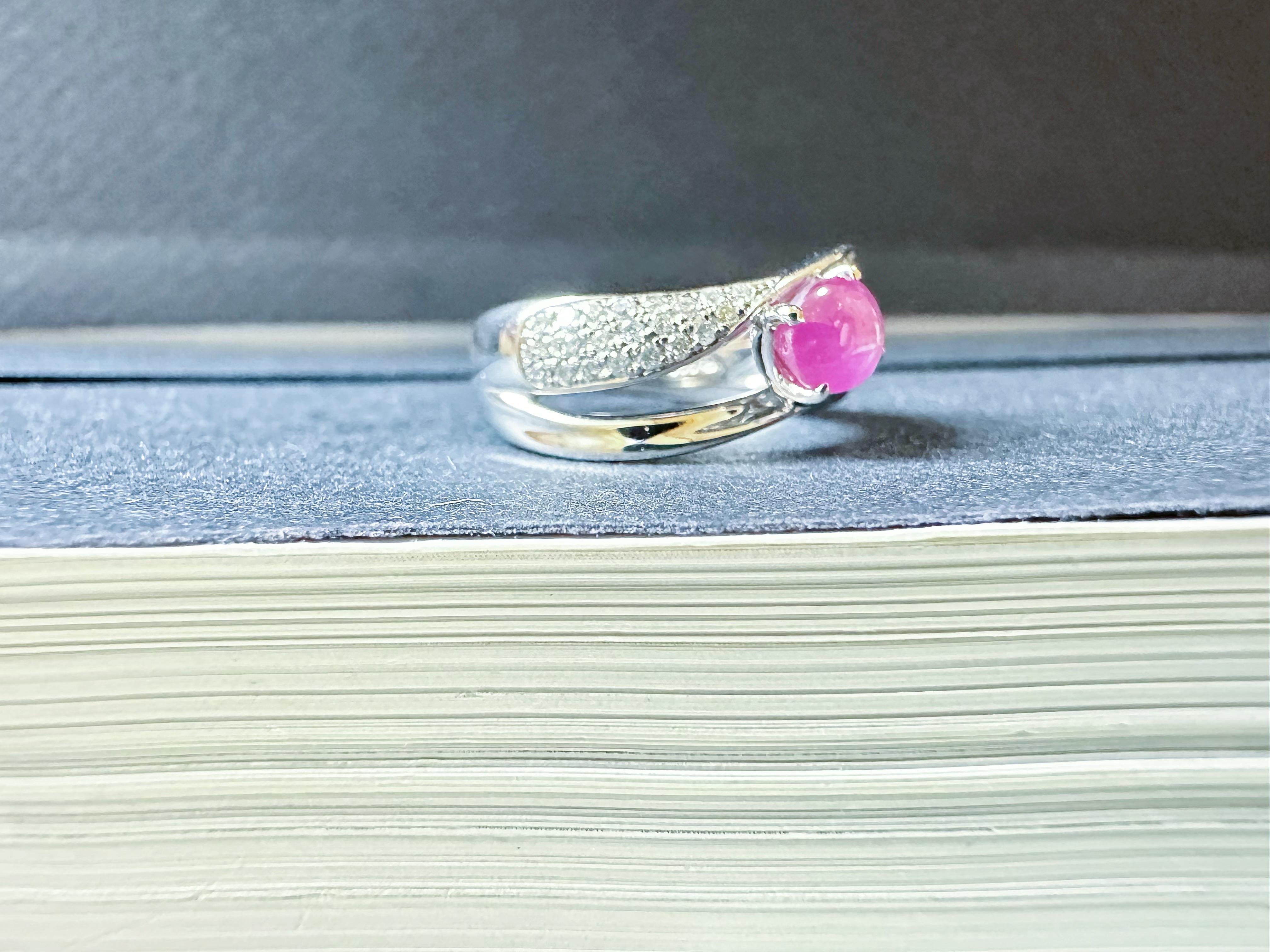 Bague Myanmar Star Ruby Diamond : Or blanc platine, rubis de Birmanie en vente 4