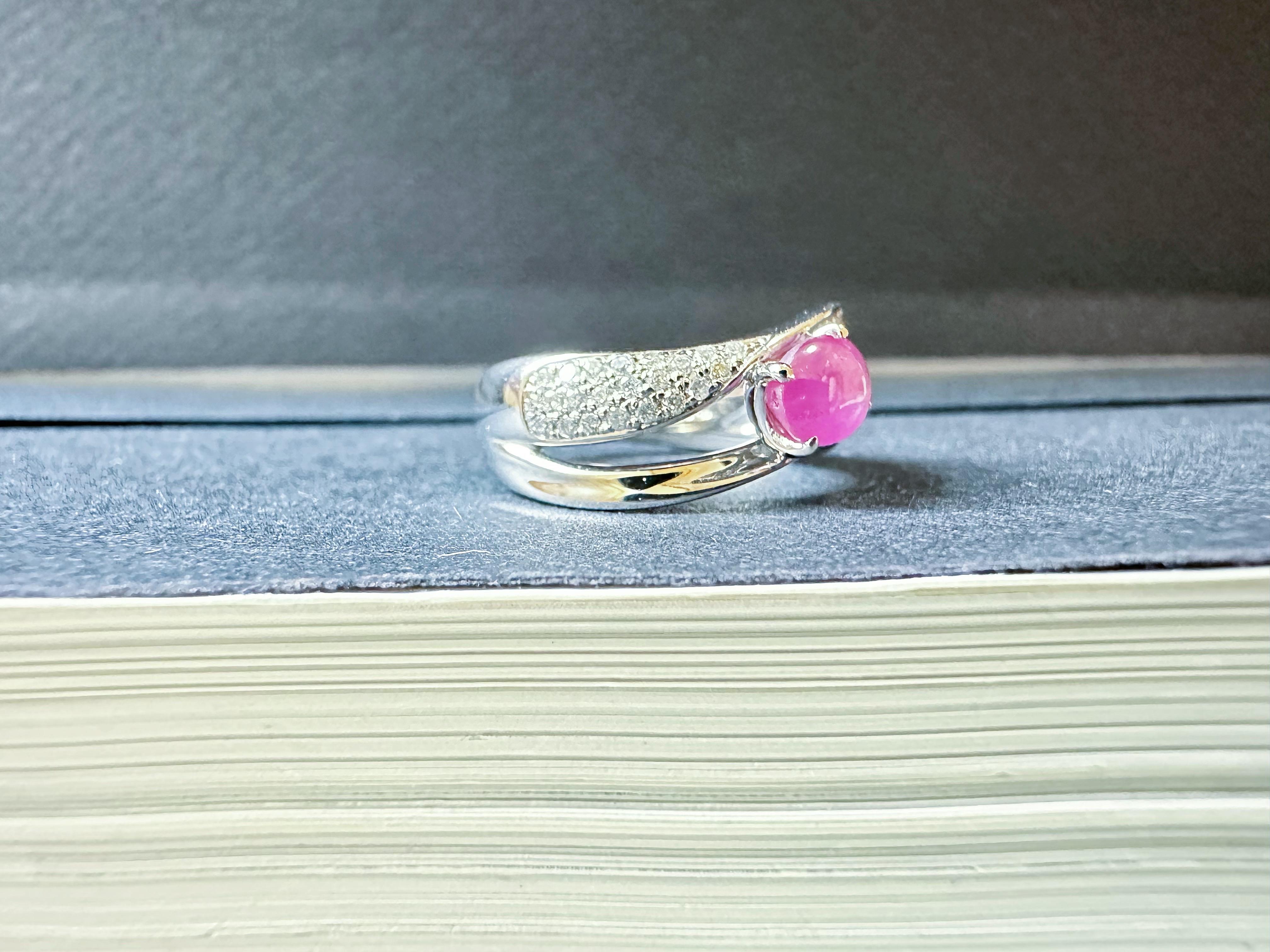 Bague Myanmar Star Ruby Diamond : Or blanc platine, rubis de Birmanie en vente 5