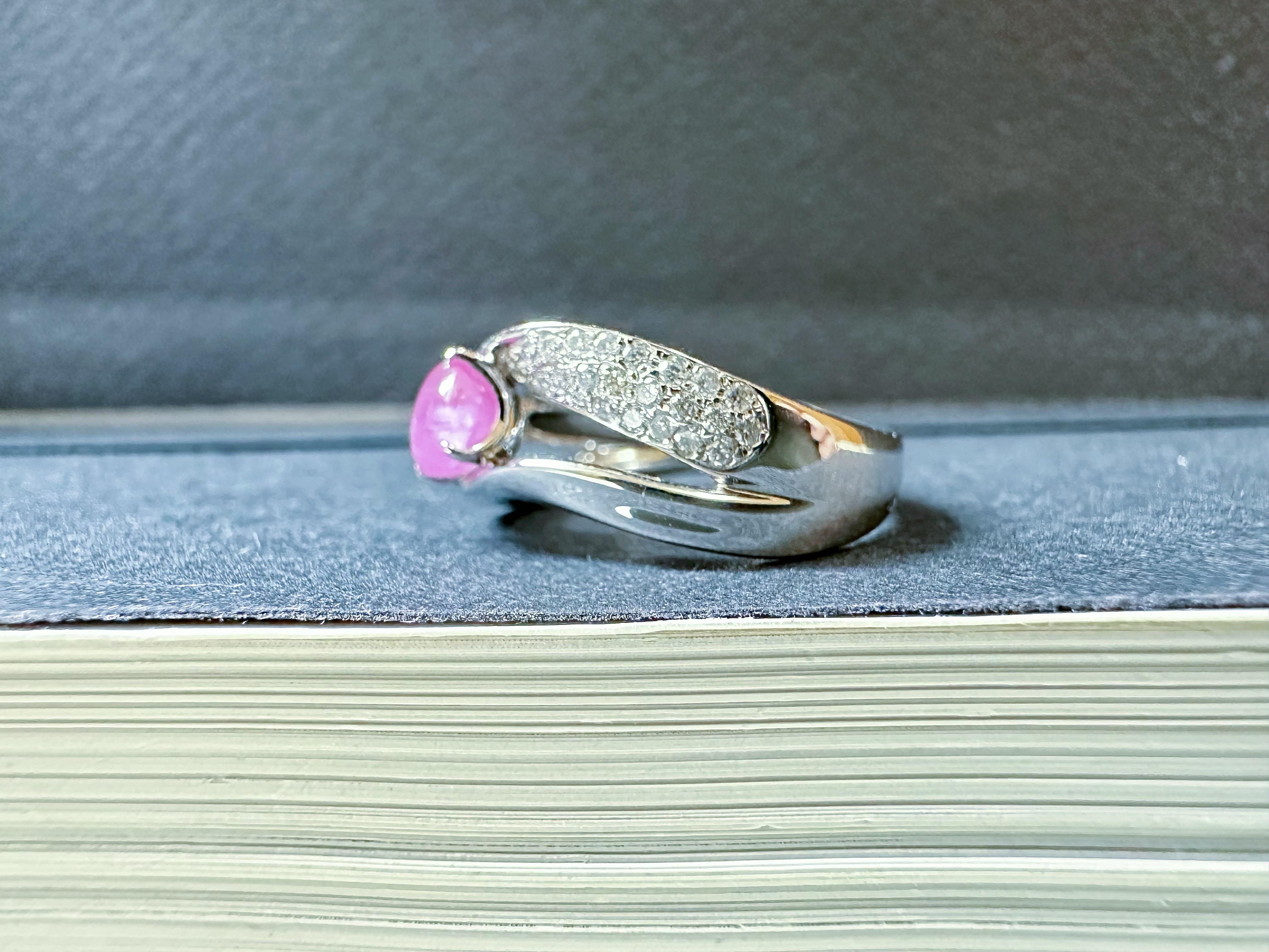 Bague Myanmar Star Ruby Diamond : Or blanc platine, rubis de Birmanie Unisexe en vente