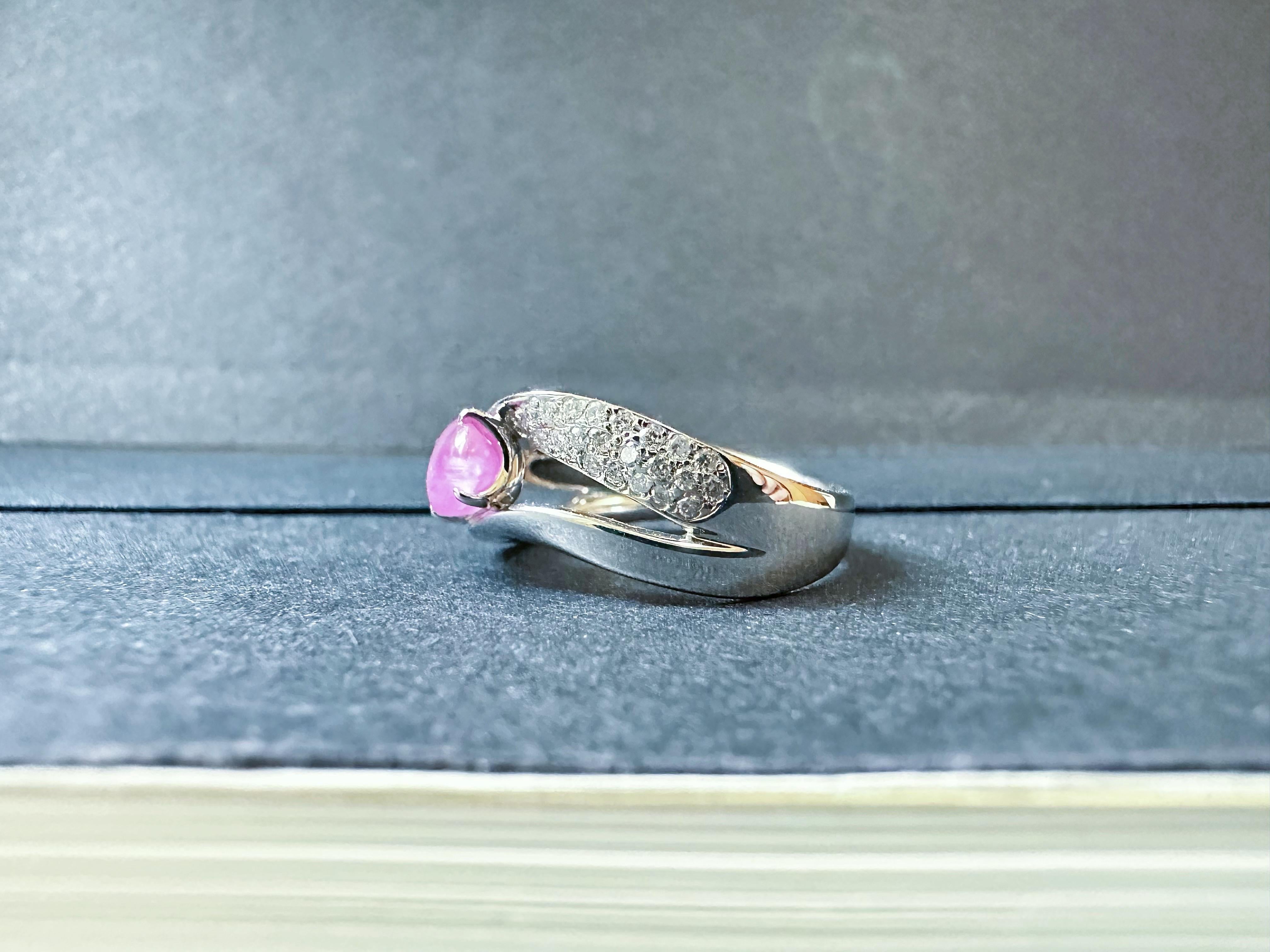 Bague Myanmar Star Ruby Diamond : Or blanc platine, rubis de Birmanie en vente 1