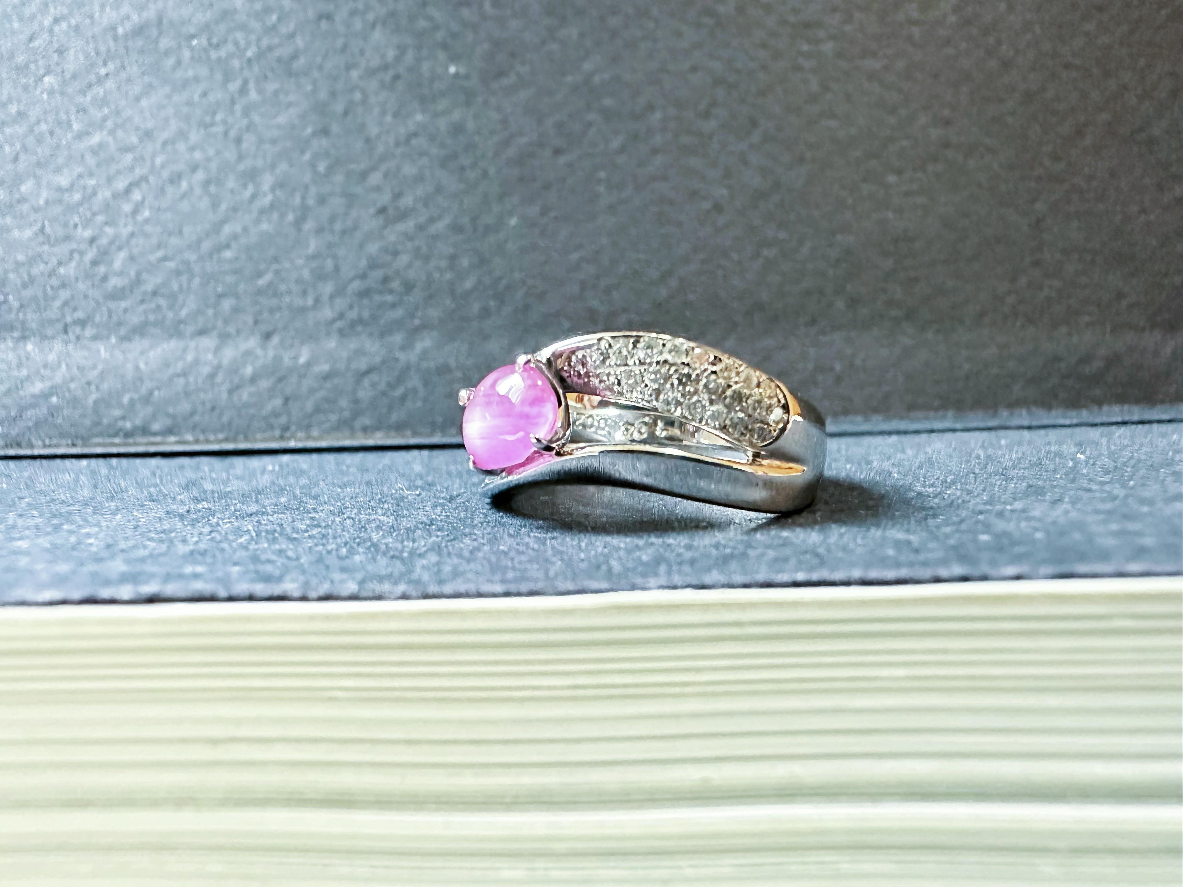 Bague Myanmar Star Ruby Diamond : Or blanc platine, rubis de Birmanie en vente 3
