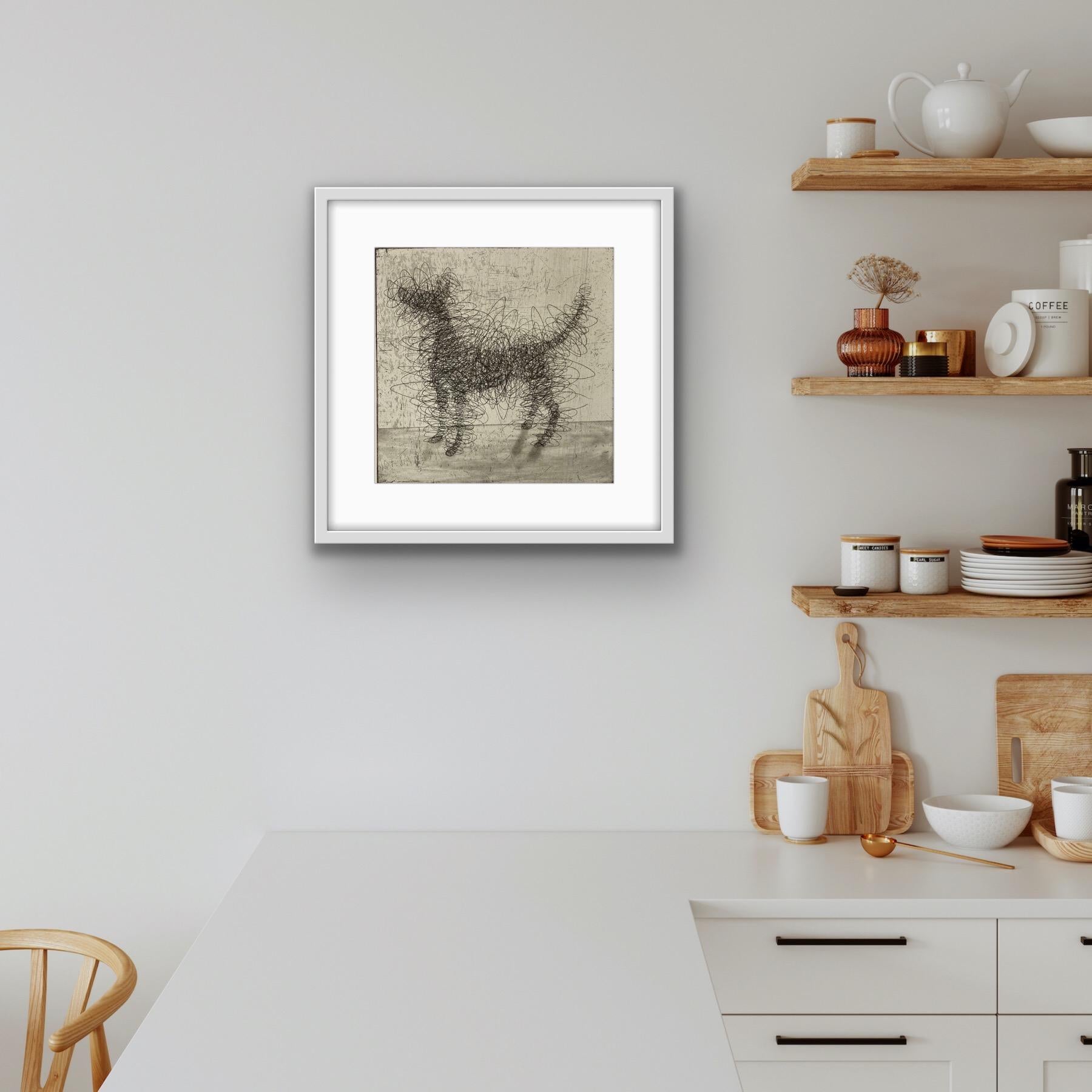 Gormley's Dog, Anthony Gormley Style Print, Animal Art, Famous Artist's Dog - Painting by Mychael Barratt