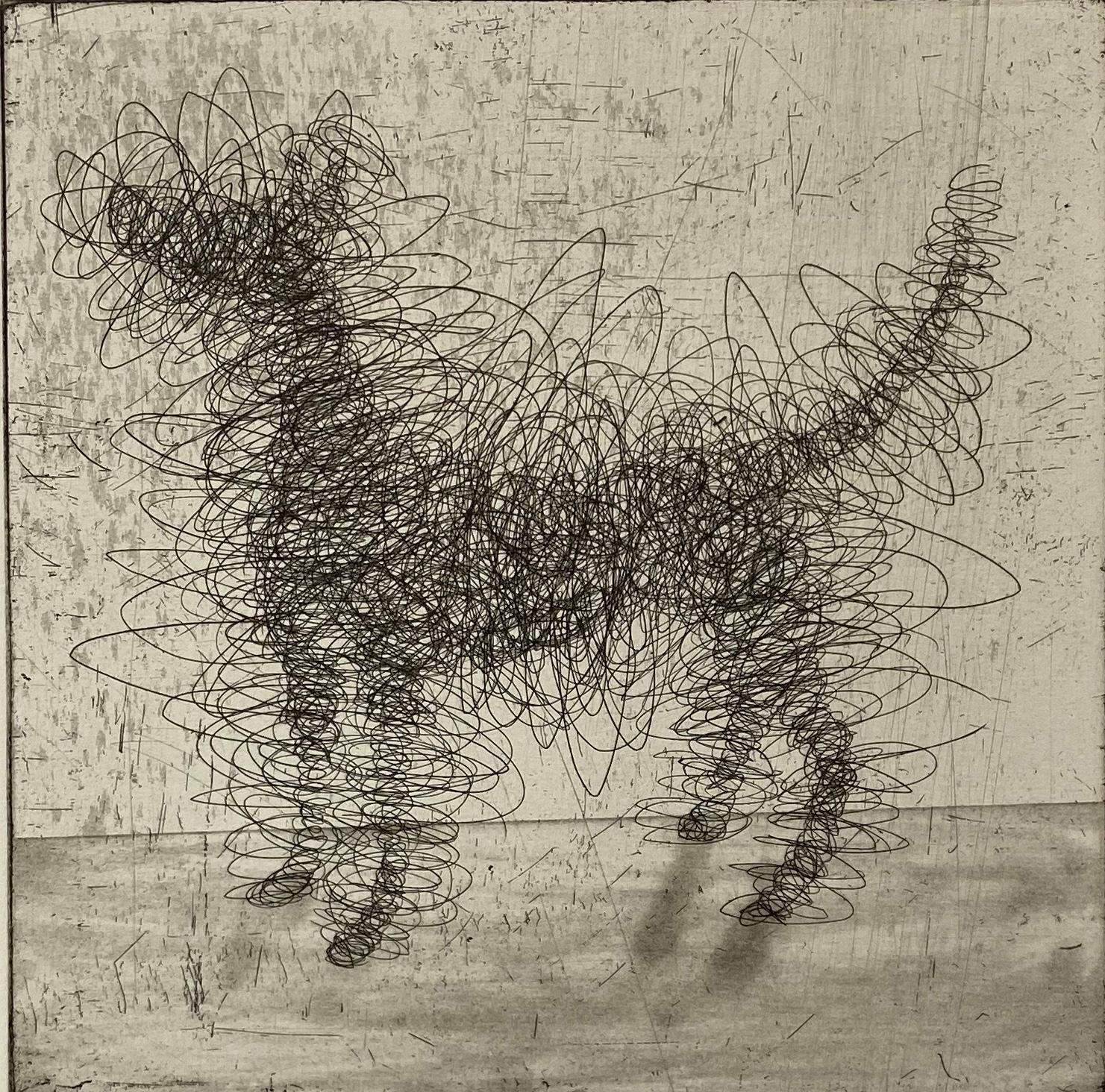 Mychael Barratt Animal Painting - Gormley's Dog, Anthony Gormley Style Print, Animal Art, Famous Artist's Dog