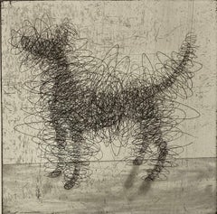 Gormleys Hund, Druck im Anthony Gormley-Stil, Tierkunst, berühmter Künstlerhund