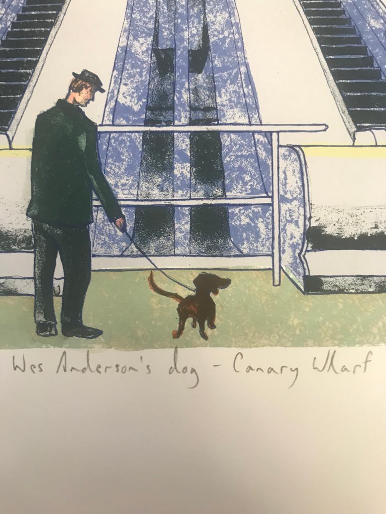 Wes Anderson's Dog - Canary Wharf, London art, Underground, Animal art For Sale 2