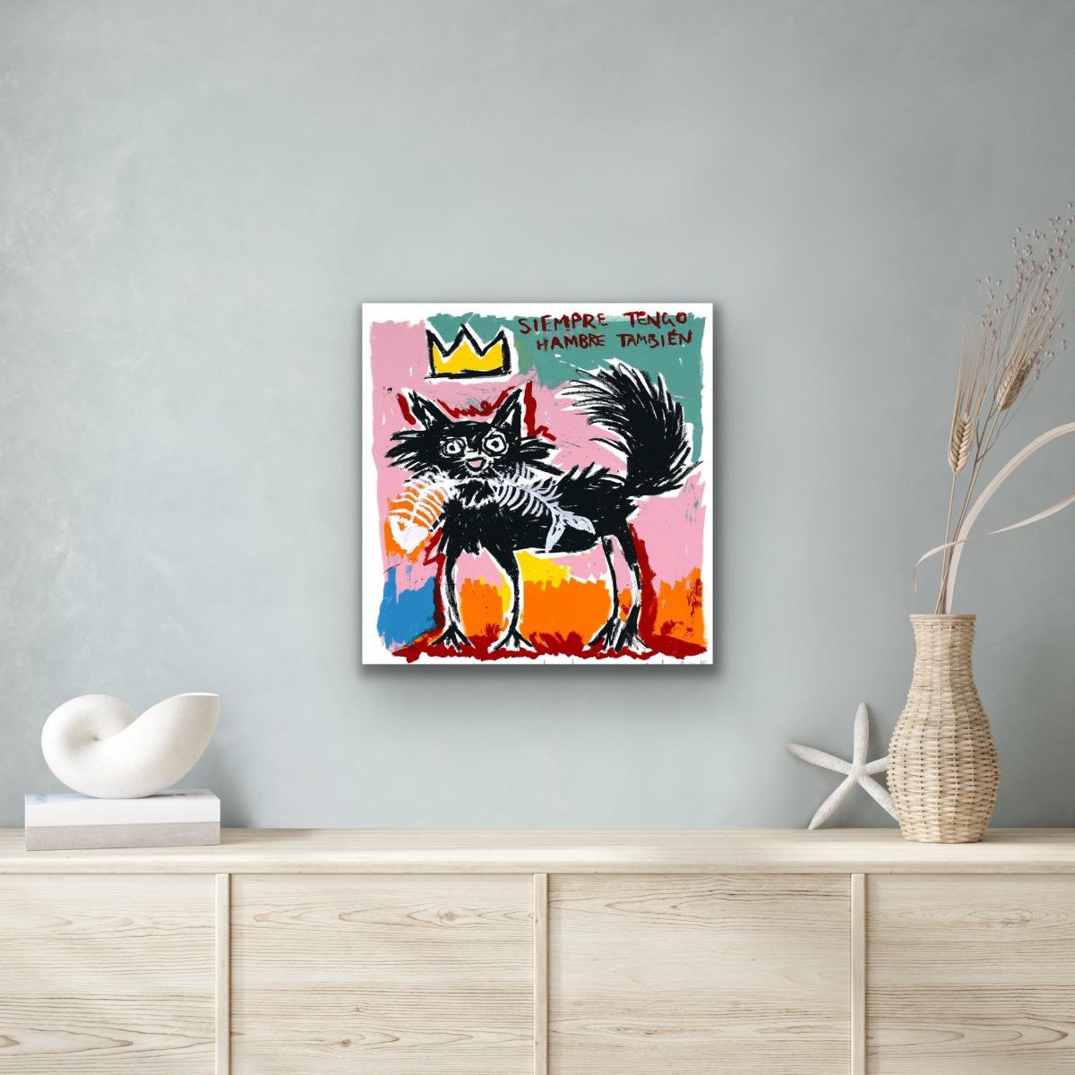 Basquiat's Cat, Original, zeitgenössisch, Landschaft, Druck, Siebdruck – Print von Mychael Barratt