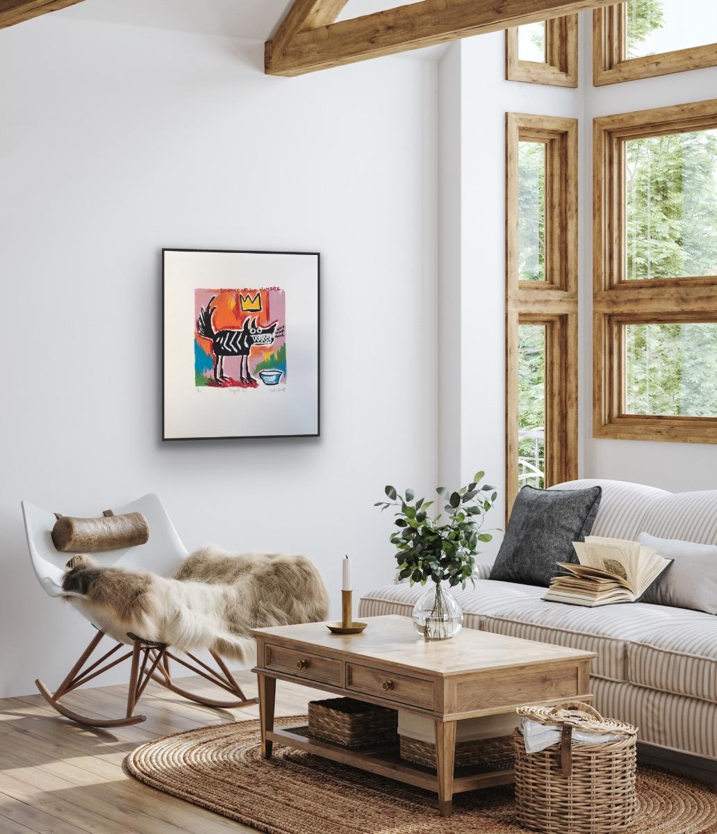 Perro de Basquiat, Impresión de edición limitada, Retrato animal, Arte canino, Arte moderno - Print de Mychael Barratt