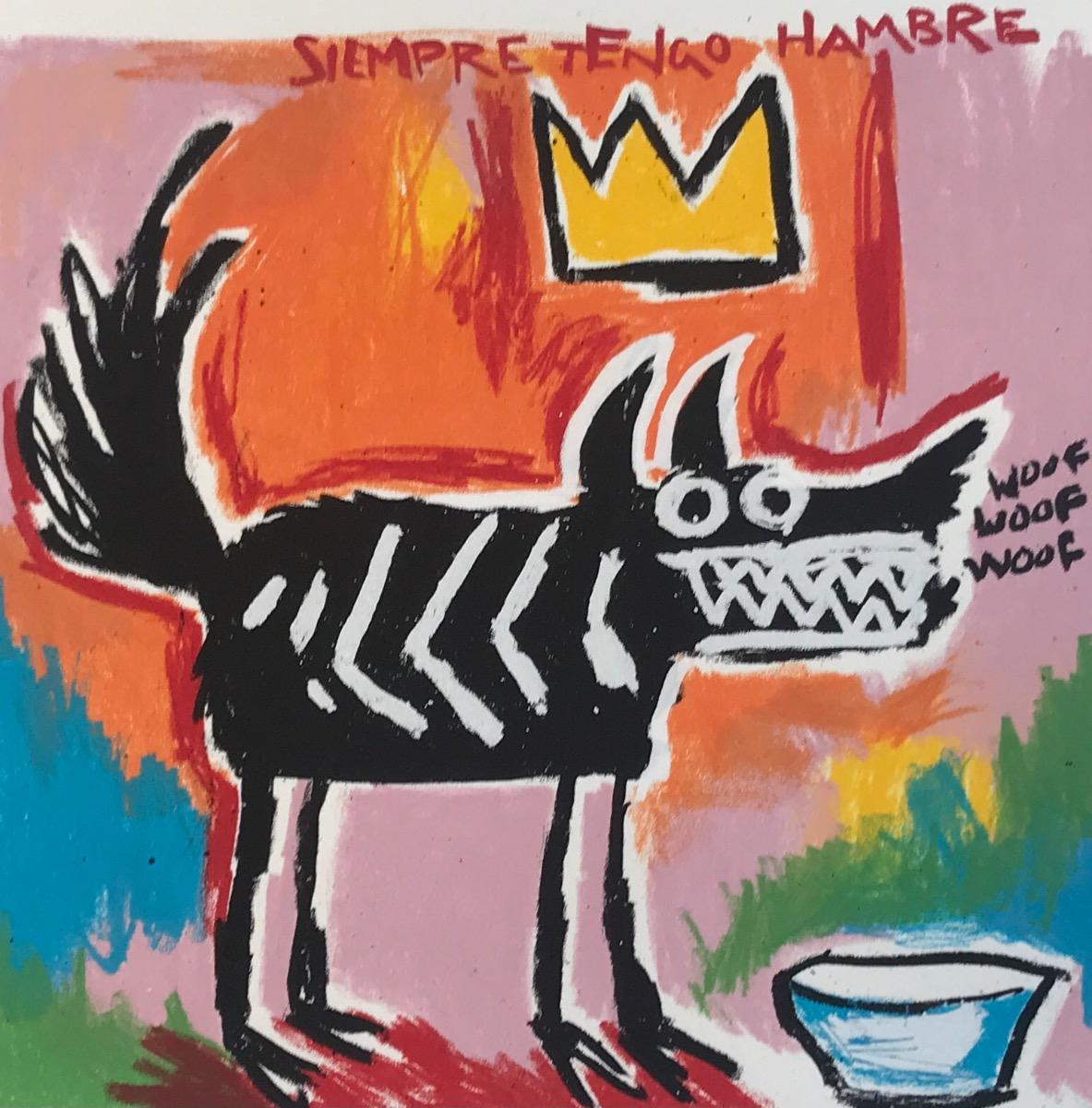 Perro de Basquiat, Impresión de edición limitada, Retrato animal, Arte canino, Arte moderno - Animal Print Marrón de Mychael Barratt
