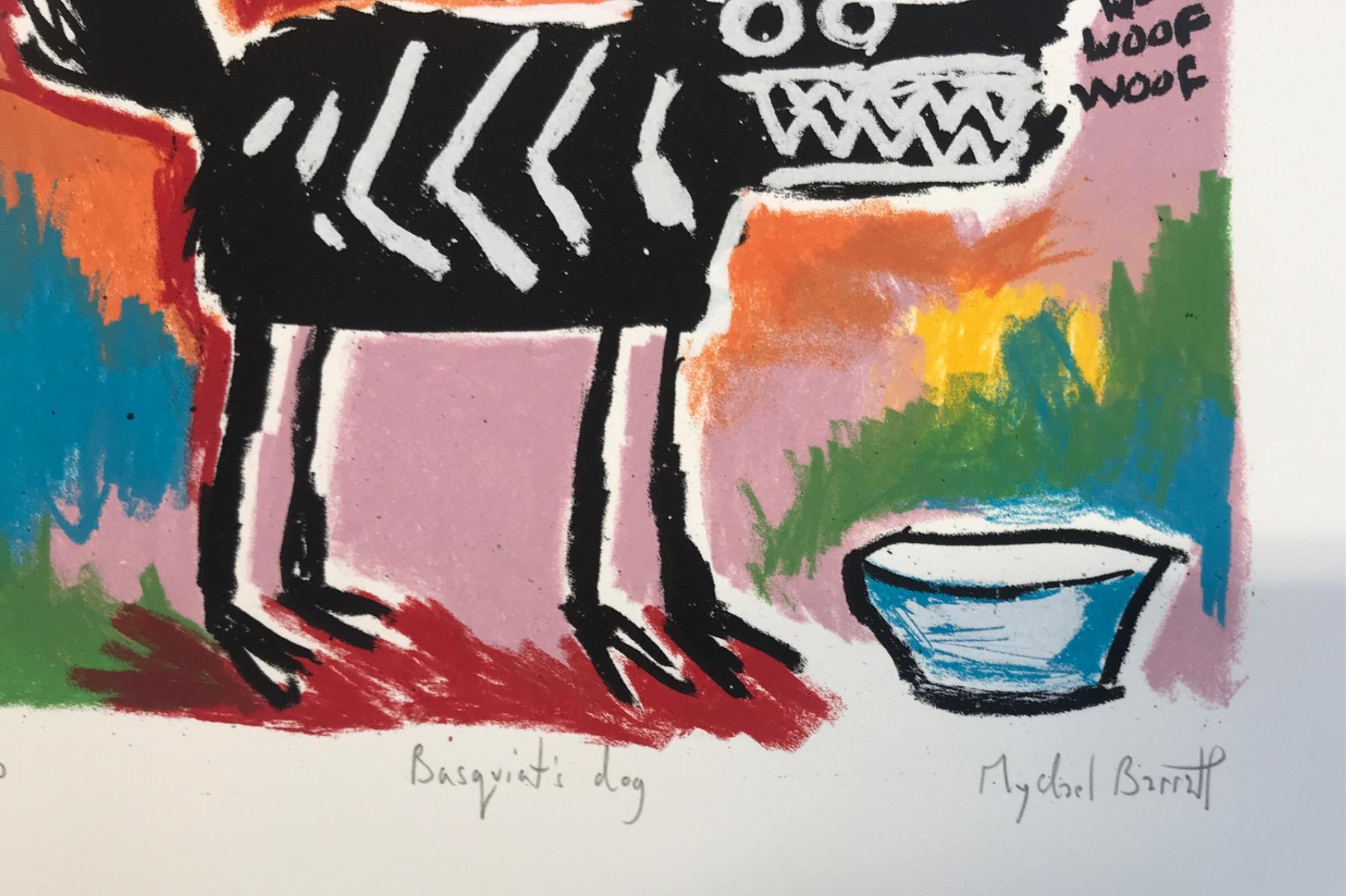 Impresión en edición limitada de un perro negro delante de su cuenco de comida.  ¡Guau, Guau, Guau!

INFORMACIÓN ADICIONAL:

Edición limitada original de Mychael Barratt

Serigrafía sobre papel

Edición de 100 ejemplares

40 Al x 38 An x 1 Pr cm