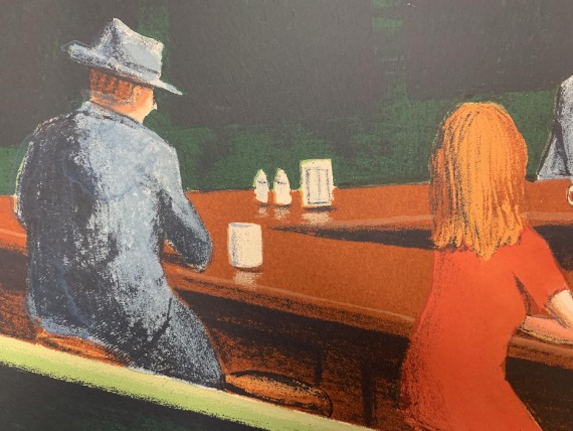 Edward Hopper's Hund – Nachthawks, Mychael Barratt, Druck in limitierter Auflage, Diner im Angebot 1
