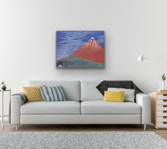 Hokusai's Dog - Red Fuji, original, contemporary, landscape, print, silkscreen