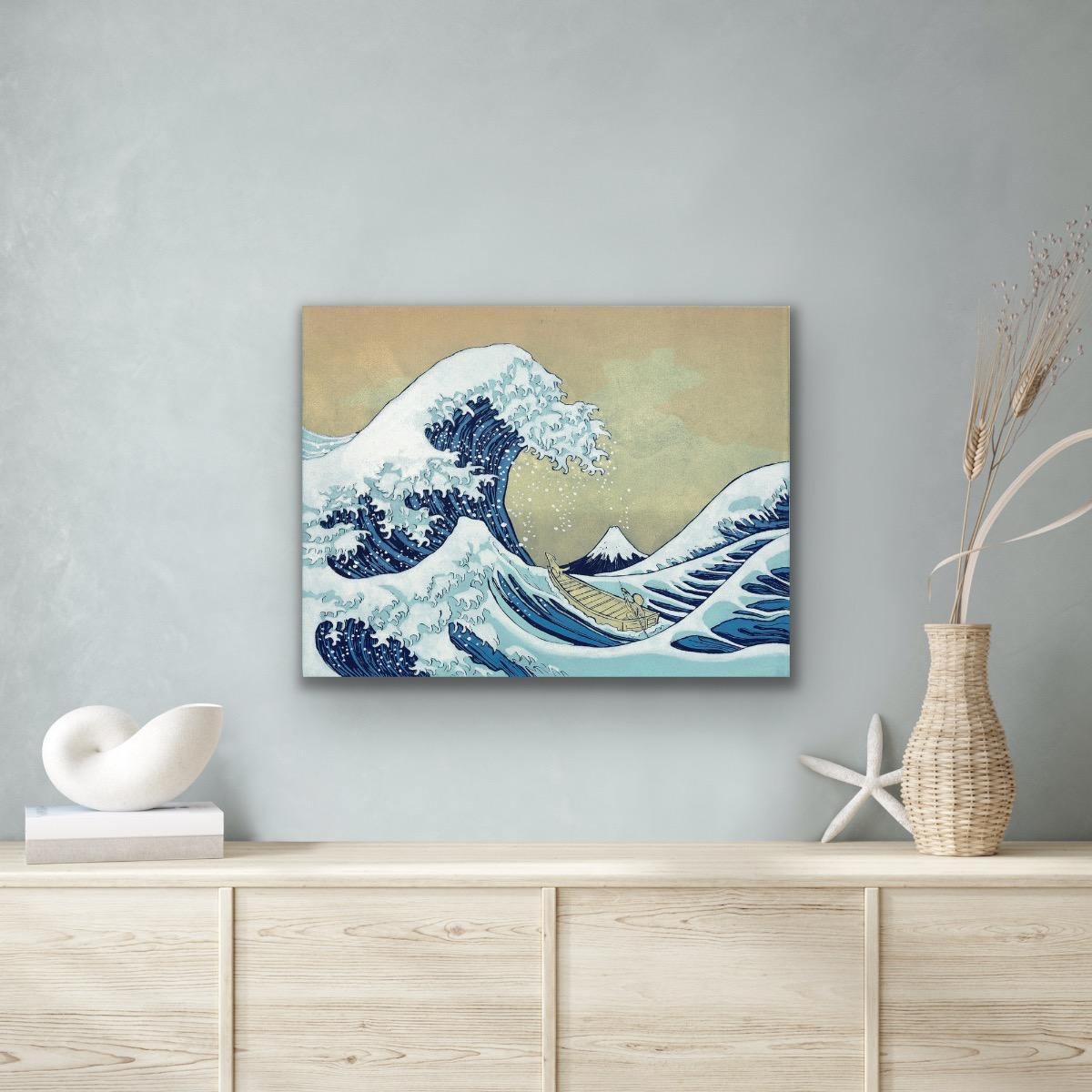 Hokusai's Dog - The Great, original, contemporary, landscape, print, silkscreen - Contemporary Print by Mychael Barratt