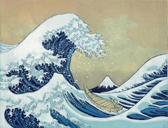 Hokusai's Dog - The Great, original, contemporary, landscape, print, silkscreen