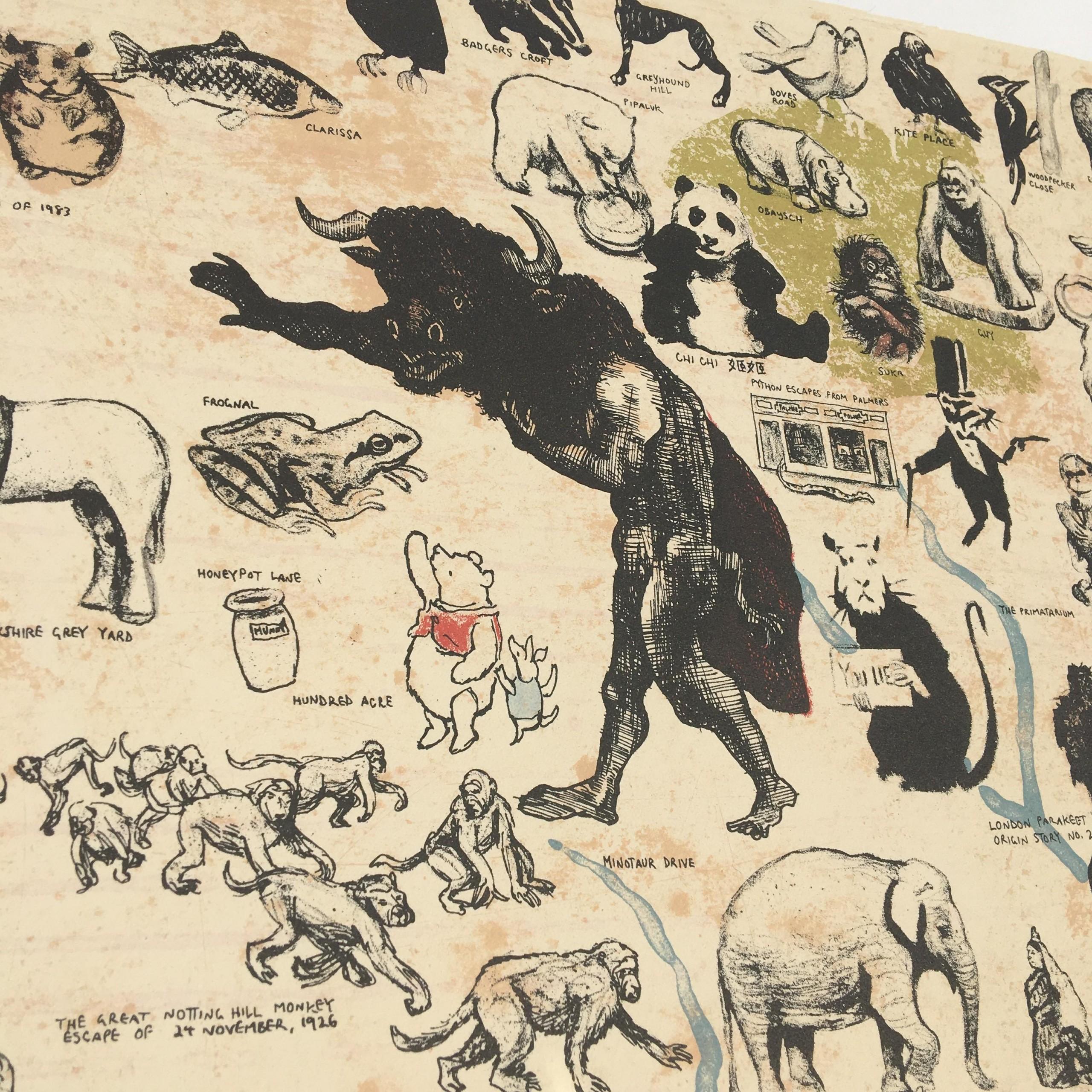 Bestiario de Londres, Impresión artística, Arte de animales, Arte contemporáneo, Figurativo en venta 1