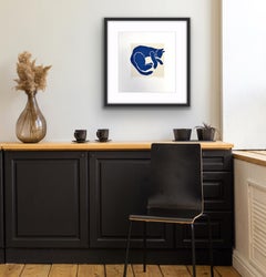 Matisse's Cat, Matisse Style Artwork, Contemporary Animal Print, Blue Art